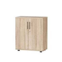 Moderna 2 Door Locking Office Storage Cabinet Wooden Filing Cupboard Oak in Brown - thumbnail 1