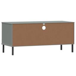 Berkfield Home TV Cabinet with Metal Legs Grey Solid Wood Pine OSLO - thumbnail 7