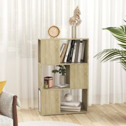 Berkfield Home Book Cabinet Room Divider Sonoma Oak 60x24x94 cm Engineered Wood in Brown - Size: 60 x 24 x 94 cm - thumbnail 3