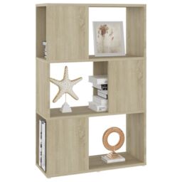 Berkfield Home Book Cabinet Room Divider Sonoma Oak 60x24x94 cm Engineered Wood in Brown - Size: 60 x 24 x 94 cm - thumbnail 4