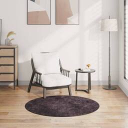 Berkfield Home Rug Washable 120 cm Anthracite Anti Slip in Black - Size: 100 cm diameter - thumbnail 2