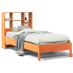 Berkfield Home Bookcase Bed without Mattress Wax Brown 100x200 cm Solid Wood Pine - thumbnail 2