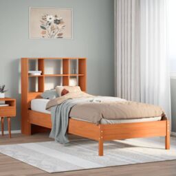 Berkfield Home Bookcase Bed without Mattress Wax Brown 100x200 cm Solid Wood Pine - thumbnail 1