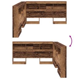 Berkfield Home Storage Headboard with Shelf Old wood 160 cm Engineered wood in Brown - thumbnail 9