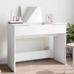 Berkfield Home Modern Dressing Table with Mirror White 100x45x76 cm - Size: 100 x 45 x 76 cm - thumbnail 2