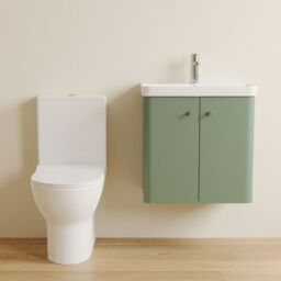 Balterley Wall Hung 2 Door Bathroom Vanity Unit, Tap & Toilet Pack, Green, 579mm in Green - thumbnail 8