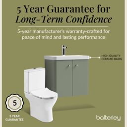 Balterley Wall Hung 2 Door Bathroom Vanity Unit, Tap & Toilet Pack, Green, 579mm in Green - thumbnail 7