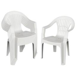 Harbour Housewares 6x Irem Garden Dining Chairs - Outdoor Stackable Patio Garden Furniture in White - Size: 6 Pack - thumbnail 1