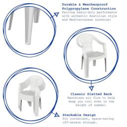 Harbour Housewares 6x Irem Garden Dining Chairs - Outdoor Stackable Patio Garden Furniture in White - Size: 6 Pack - thumbnail 2