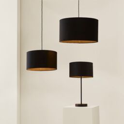 ValueLights Reni Black Velvet Easy Fit Drum Ceiling Lamp Shade - Size: Large - thumbnail 6