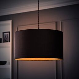 ValueLights Reni Black Velvet Easy Fit Drum Ceiling Lamp Shade - Size: Large - thumbnail 3