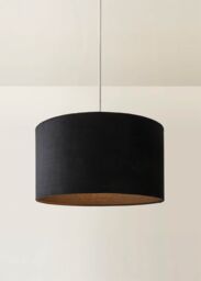 ValueLights Reni Black Velvet Easy Fit Drum Ceiling Lamp Shade - Size: Large - thumbnail 2
