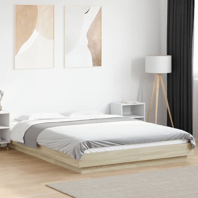 Berkfield Home Bed Frame without Mattress Sonoma Oak 120x200 cm in Brown - Size: Small Double - image 1