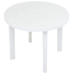 EONLION 90cm Round Outdoor Bistro Drinks Table Plastic Garden Patio Dining in White - thumbnail 3