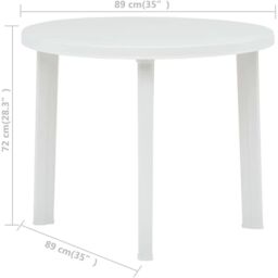 EONLION 90cm Round Outdoor Bistro Drinks Table Plastic Garden Patio Dining in White - thumbnail 2