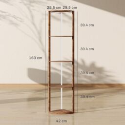 HOMCOM RGB LED Floor Lamp with Shelves & Remote Control for Living Room in Dark Brown - thumbnail 3