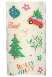 KDMD Nostalgic Christmas Print Christmas Pudding Scented Tube Candle in White - thumbnail 4