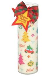 KDMD Nostalgic Christmas Print Christmas Pudding Scented Tube Candle in White - thumbnail 2