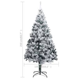 Berkfield Home Artificial Christmas Tree with Flocked Snow Green 210 cm PVC - thumbnail 6