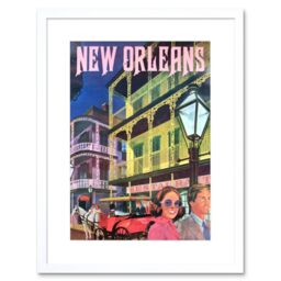 "Artery8 Wall Art Print New Orleans USA Travel Artwork Framed 9X7 Inch in White - Size: W7"" x H9""" - thumbnail 1