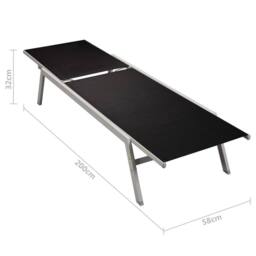 Berkfield Home Sun Loungers 2 pcs with Table Steel & Textilene Black - thumbnail 6