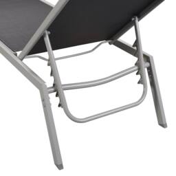 Berkfield Home Sun Loungers 2 pcs with Table Steel & Textilene Black - thumbnail 4