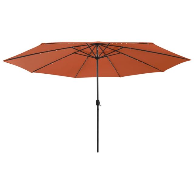 Berkfield Home Outdoor Parasol with LED Lights & Metal Pole 400 cm Terracotta in Brown - image 1