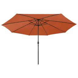 Berkfield Home Outdoor Parasol with LED Lights & Metal Pole 400 cm Terracotta in Brown - thumbnail 3