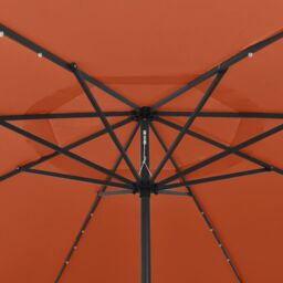 Berkfield Home Outdoor Parasol with LED Lights & Metal Pole 400 cm Terracotta in Brown - thumbnail 4