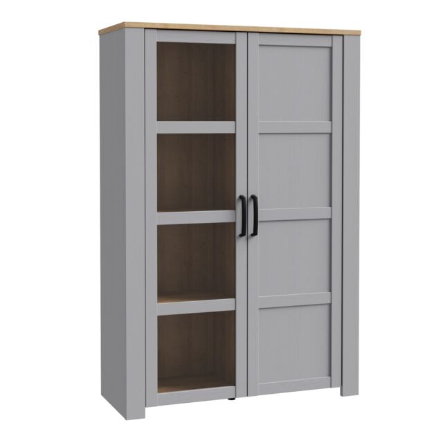 Furniture To Go Bohol Display Cabinet inc. 2x LED Lights in Riviera Oak/Grey Oak in Grey - image 1
