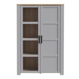 Furniture To Go Bohol Display Cabinet inc. 2x LED Lights in Riviera Oak/Grey Oak in Grey - thumbnail 2