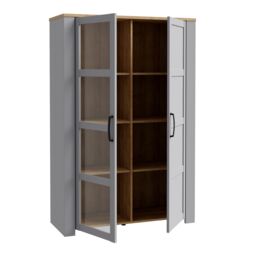 Furniture To Go Bohol Display Cabinet inc. 2x LED Lights in Riviera Oak/Grey Oak in Grey - thumbnail 3