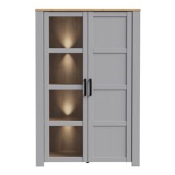 Furniture To Go Bohol Display Cabinet inc. 2x LED Lights in Riviera Oak/Grey Oak in Grey - thumbnail 6