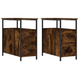 Berkfield Home Bedside Cabinets 2 pcs Smoked Oak 30x60x60 cm Engineered Wood in Brown - Size: 30 x 60 x 60 cm - thumbnail 2