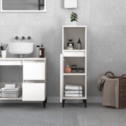 Berkfield Home Bathroom Cabinet White 30x30x100 cm Engineered Wood - Size: 30 x 30 x 100 cm - thumbnail 3