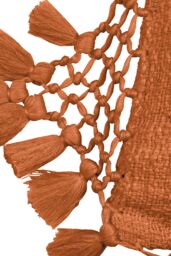 Yard Anko Slub Cotton Macrame Tassel Trimmed Cushion in Orange - Size: 45 cm x 45 cm - thumbnail 3