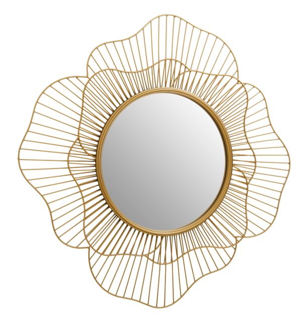 Orsina Elegant Flower Wall Mirror, 3D Metal Frame Slim Mirror, Round Shaped Wall Mirror, Compact Lounge Mirror in Gold - image 1