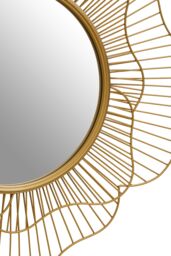 Orsina Elegant Flower Wall Mirror, 3D Metal Frame Slim Mirror, Round Shaped Wall Mirror, Compact Lounge Mirror in Gold - thumbnail 3