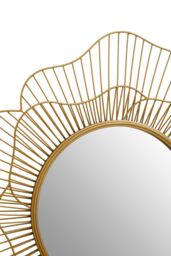Orsina Elegant Flower Wall Mirror, 3D Metal Frame Slim Mirror, Round Shaped Wall Mirror, Compact Lounge Mirror in Gold - thumbnail 2