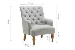 Birlea Fabric Arm Chair Padstow Easy Chair Traditional Accent in Grey - thumbnail 6