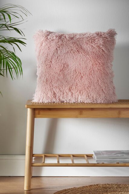 Catherine Lansfield 'Cuddly' Faux Fur Heart Cushion in Pink - Size: 45 cm x 45 cm - image 1