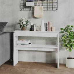 Berkfield Home Decorative Console Table White 102x30x80 cm Engineered Wood - Size: 102 x 30 x 80 cm - thumbnail 2