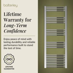 Balterley Straight Heated Towel Rail Radiator, 431W, 500 x 1500mm, Chrome in Silver - thumbnail 7