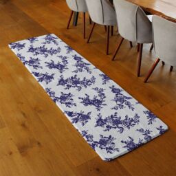 Benjamin Tate Design Roses Print On Polka Dots Runner Rug in Natural - Size: 67 cm x 230 cm - thumbnail 2