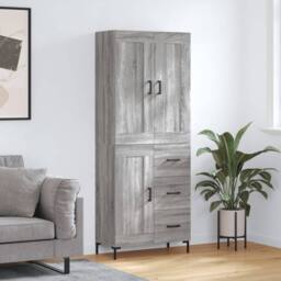 Berkfield Home Highboard Grey Sonoma 69.5x34x180 cm Engineered Wood - thumbnail 2
