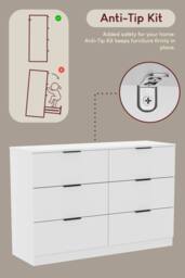 Home Discount Vida Designs Trega 6 Drawer Chest of Drawers 'Wide' Space Saving in White - thumbnail 6