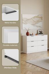 Home Discount Vida Designs Trega 6 Drawer Chest of Drawers 'Wide' Space Saving in White - thumbnail 4