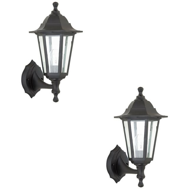 Loops 2 PACK Traditional Lantern IP44 Wall Light - 60W E27 GLS LED - Dimmable Lamp - image 1
