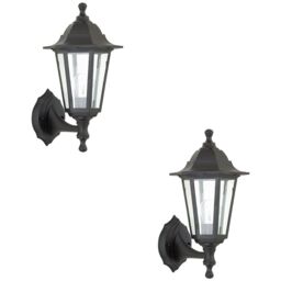 Loops 2 PACK Traditional Lantern IP44 Wall Light - 60W E27 GLS LED - Dimmable Lamp - thumbnail 1