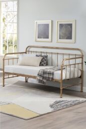 SlumberWorx Ickleford Industrial Living Room Bedroom Metal Day Bed Frame in Bronze - Size: Single - thumbnail 1